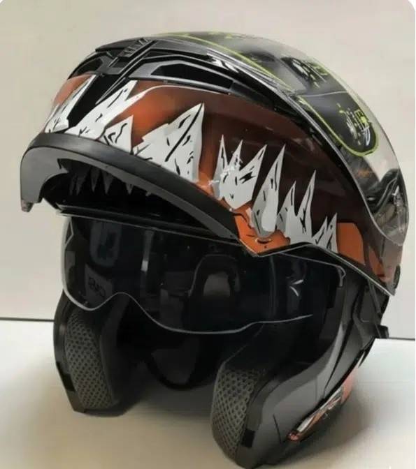 Cască Moto Integrală full face Venom Edition, Design Grafic Portocaliu/Negru, Vizieră Anti-Zgârieturi JRH marime xl