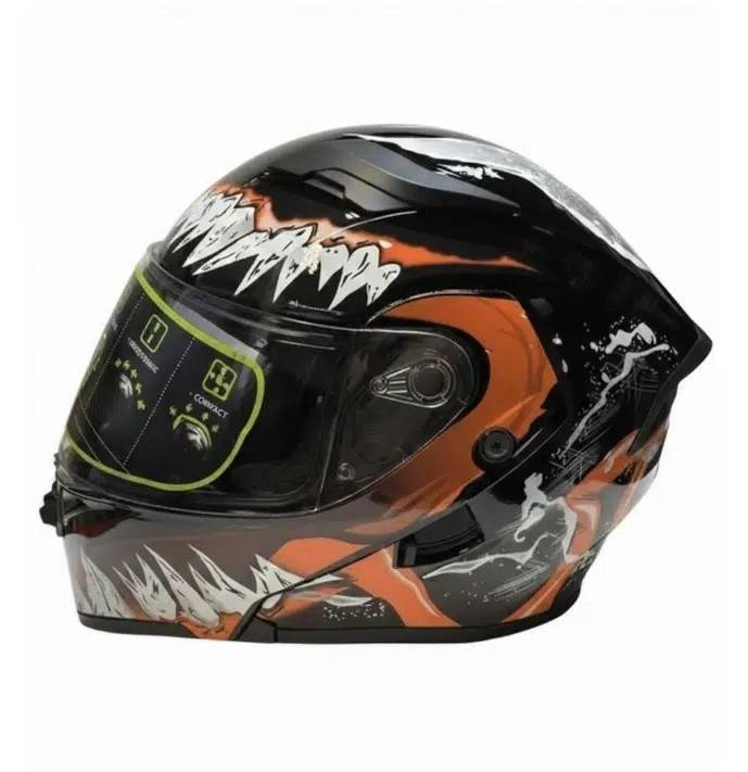 Cască Moto Integrală full face Venom Edition, Design Grafic Portocaliu/Negru, Vizieră Anti-Zgârieturi JRH marime xl
