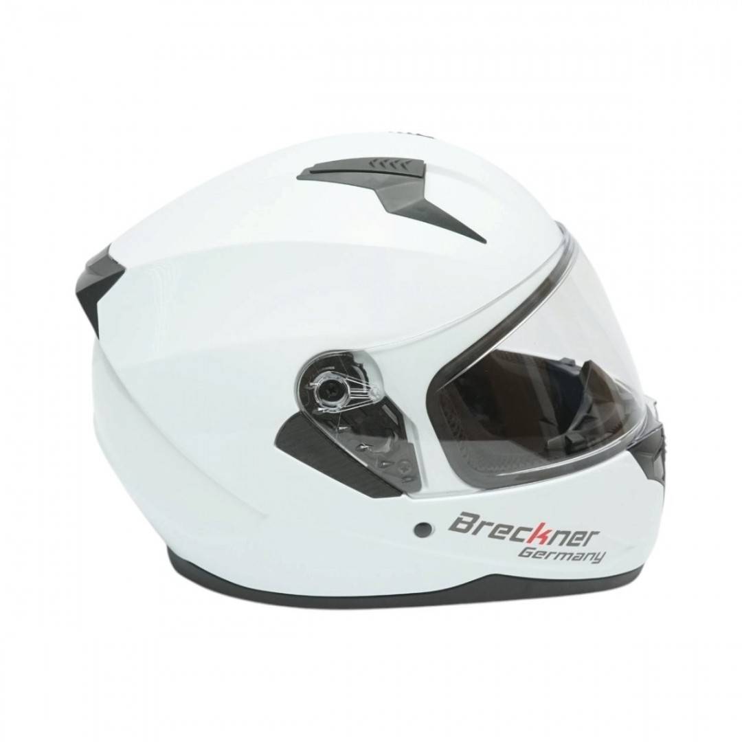 Casca moto integrala alba cu viziera transparenta si ochelari de soare, marimea L Arcane White