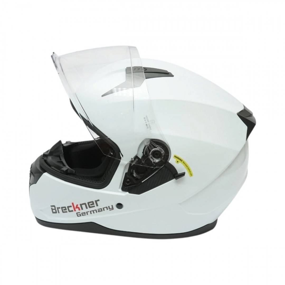 Casca moto integrala alba cu viziera transparenta si ochelari de soare, marimea L Arcane White