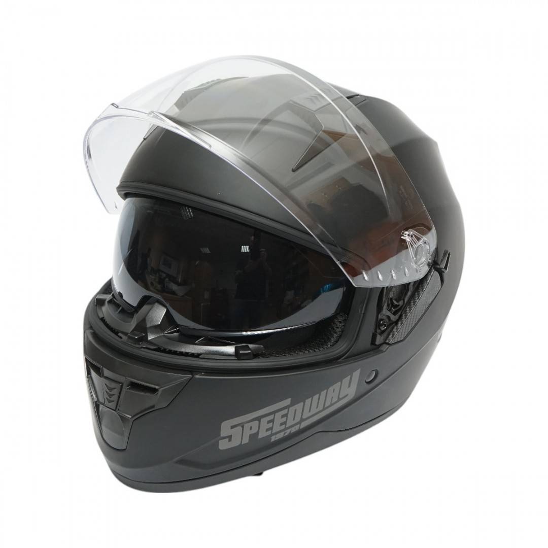 Casca moto integrala negru mat cu viziera transparenta si ochelari de soare, marimea XL Arcane II
