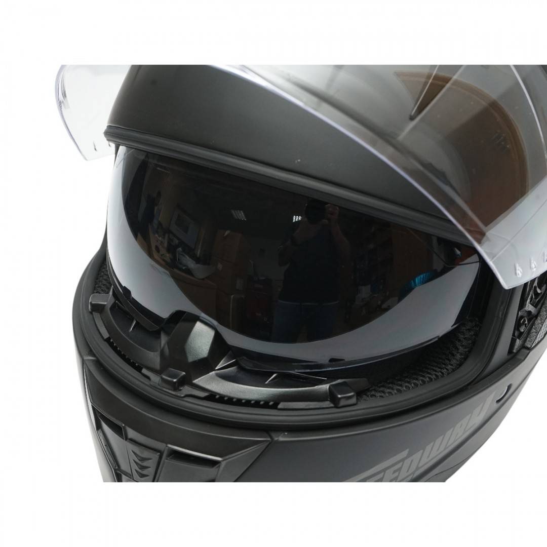 Casca moto integrala negru mat cu viziera transparenta si ochelari de soare, marimea XL Arcane II
