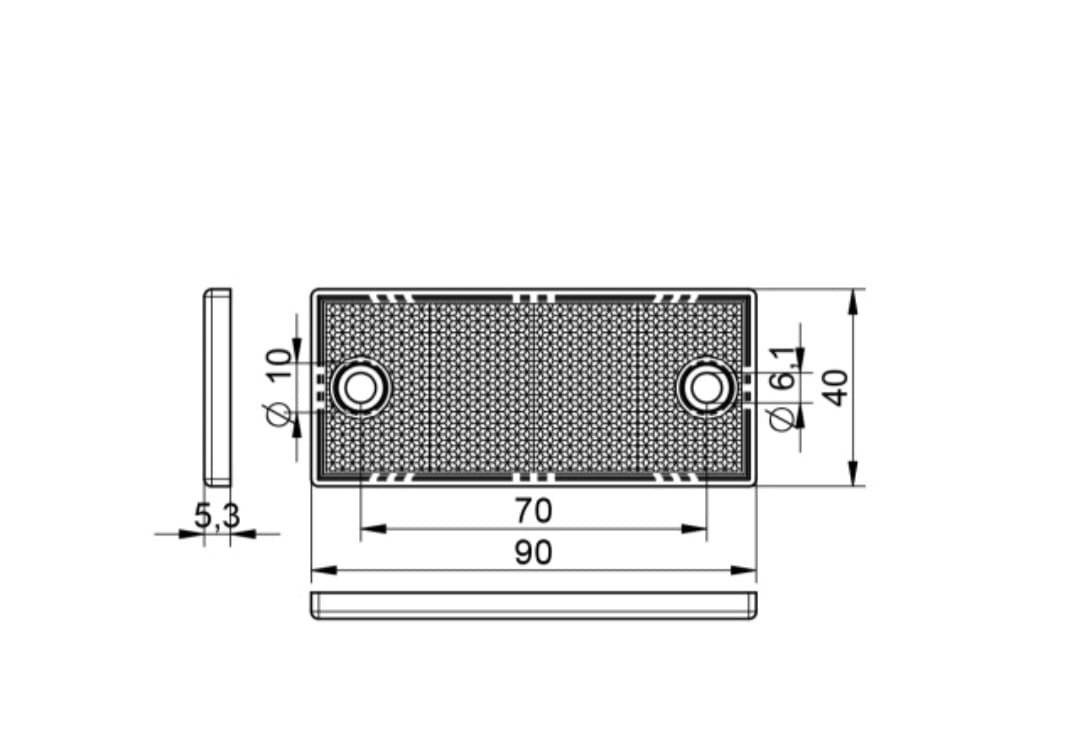 Catadioptru reflectorizant dreptunghiular alb DOBPLAST