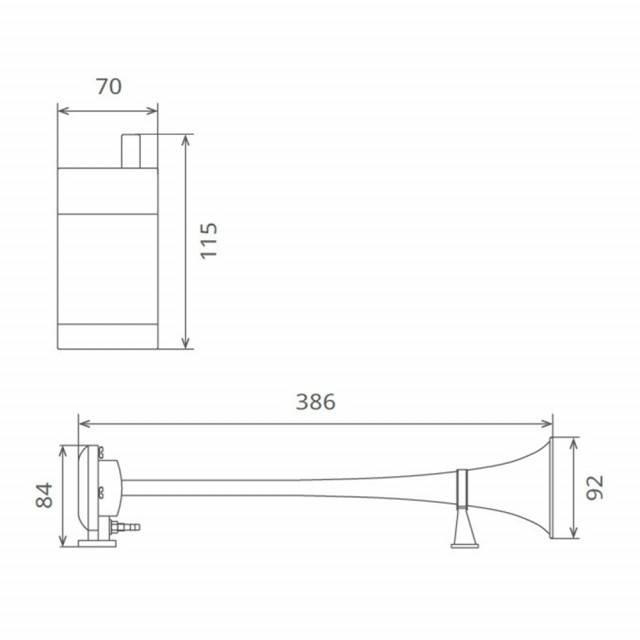 Claxon cu 1 goarna , cromat . Marine. 24V 1A Cu Compresor