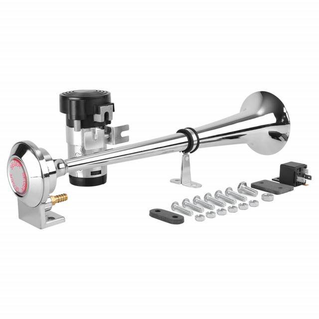 Claxon cu 1 goarna , cromat . Marine. 24V 1A Cu Compresor