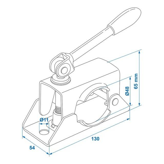 Clema de fixare pentru roata de manevra cu maner rabatabil 48mm