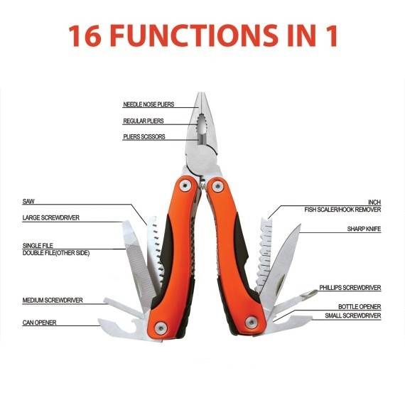 Cleste multifunctional 16-in-1, culoare portocalie.