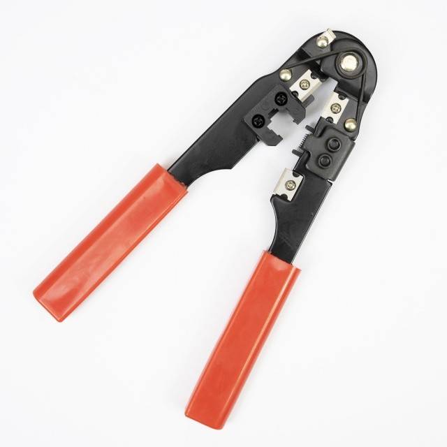 Cleste PNI SR5, pentru taiat, dezizolat cablu si sertizat mufe RJ45 CAT5, CAT6, rosu