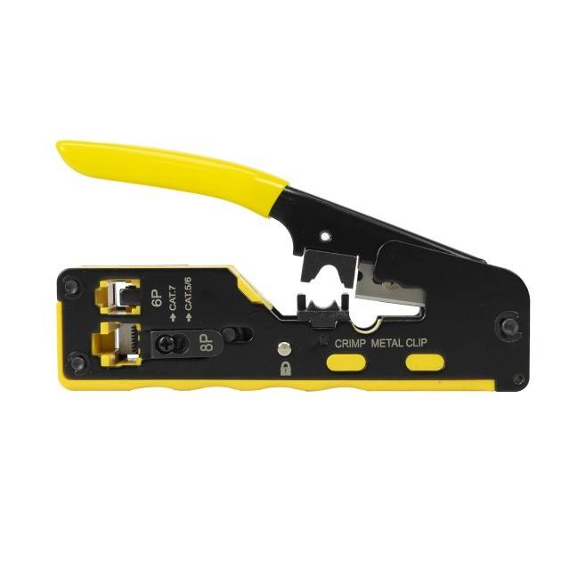 Cleste PNI SR7 pentru taiat, dezizolat cablu si sertizat mufe RJ12, RJ45 CAT5, CAT6, CAT7 CAT8