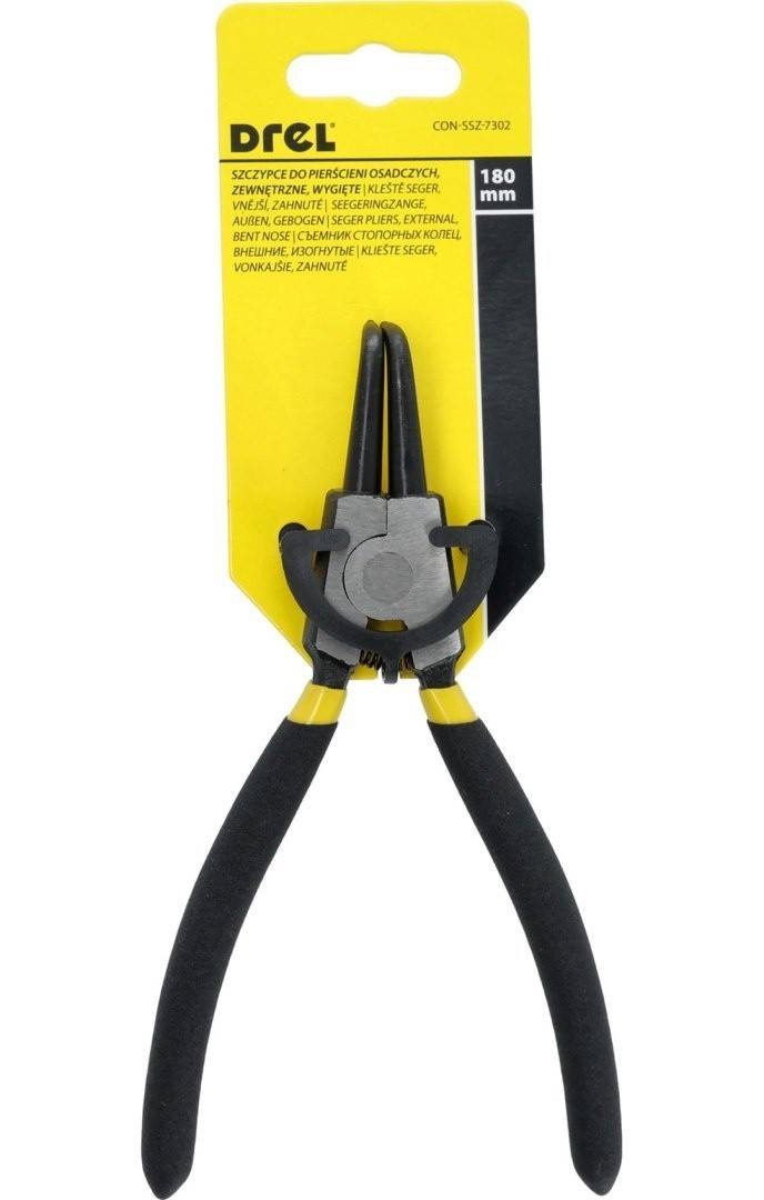 Clește Drel pentru inele de siguranță 180 mm, exterior, curbat