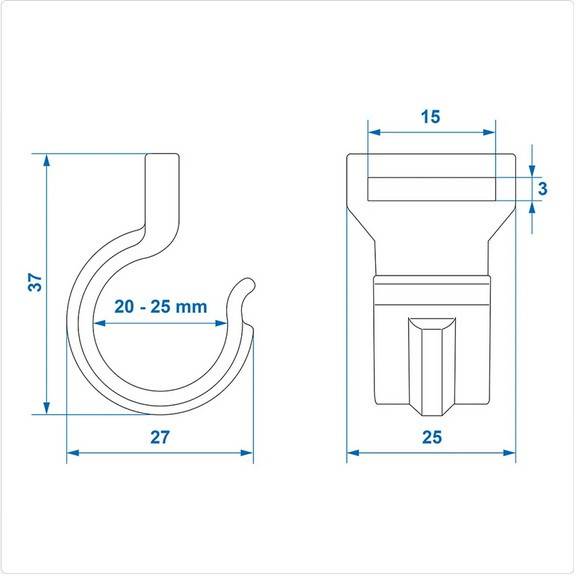 Clips fixare teava cort 20-25mm