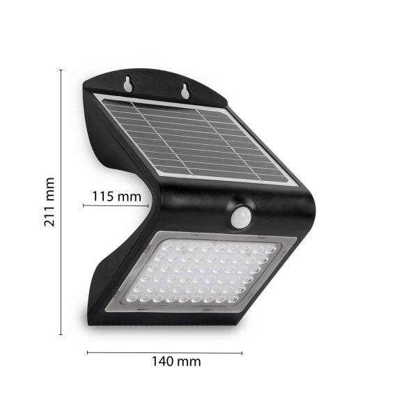 COLOMBA: Lampa LED de perete, 4W (500 lm), cu incarcare solara si senzor de miscare
