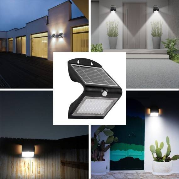 COLOMBA: Lampa LED de perete, 4W (500 lm), cu incarcare solara si senzor de miscare