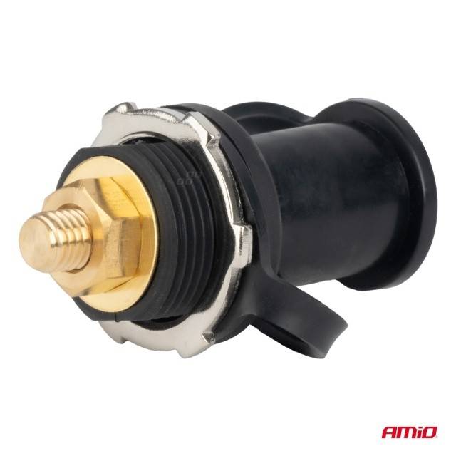 Conector alimentare baterie negru minus cu capac 3/8 M10 12V 24V 48V 250A