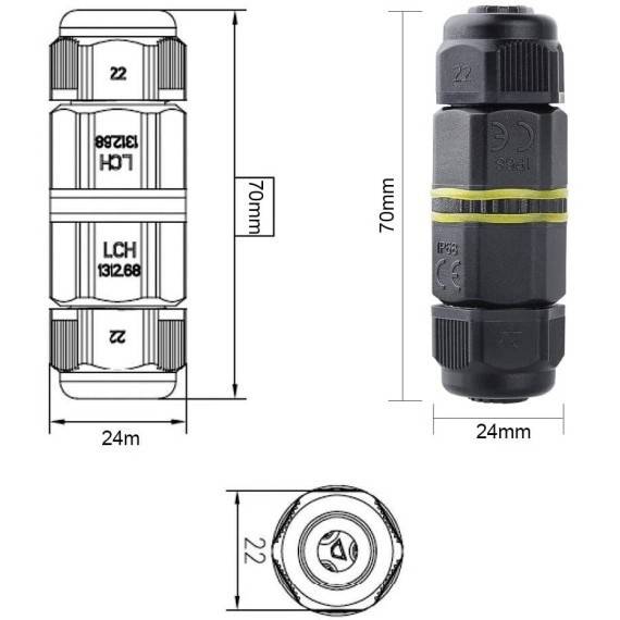 Conector pentru priza externa IP68, Ø 5 mm – 12 mm