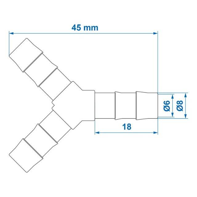 Conector Y apa 8mm 2 buc