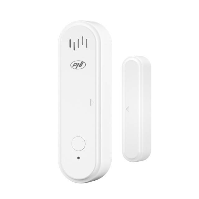 Contact magnetic PNI Safe House HS301 cu Wi-Fi, pentru monitorizare usi/ferestre prin aplicatia Tuya Smart, alarma sonora 80dB, difuzor incorporat,