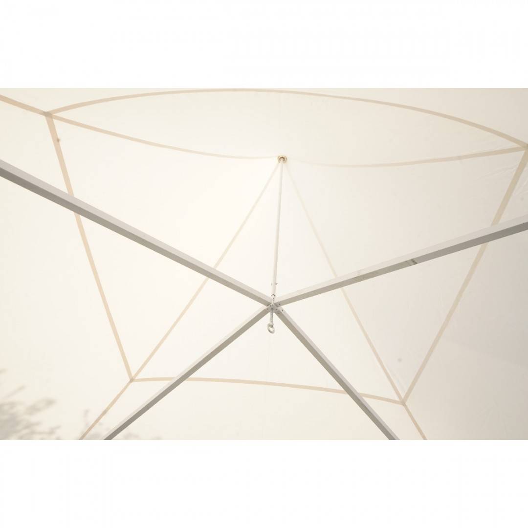 Cort evenimente pavilion tip pagoda 5x5m, alb impermeabil UV, acoperis PVC 750g/m2, cadru otel-aluminiu 48x48x2.5mm
