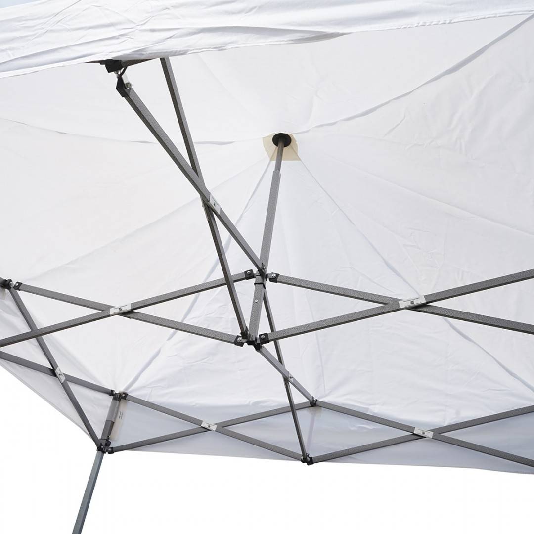 Cort pavilion pliabil 2x2m alb impermeabil, inaltime reglabila, cadru metalic Breckner Germany