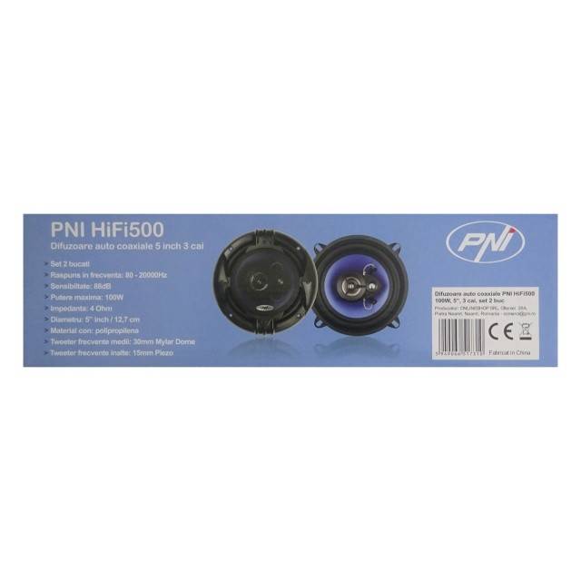 Difuzoare auto coaxiale PNI HiFi500, 100W, 12.7 cm, 3 cai, set 2 buc