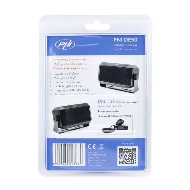 Difuzor extern PNI DE50 5W pentru statii radio CB cu mufa de 3.5 mm