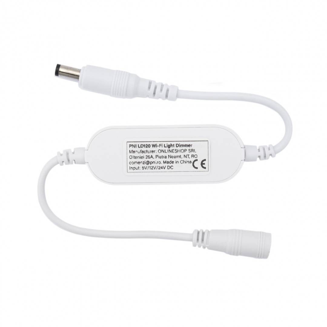 Dimmer inteligent PNI LD120 cu WiFi, control prin aplicatia Tuya Smart, alimentare 5V/12V/24V DC, maxim 72W