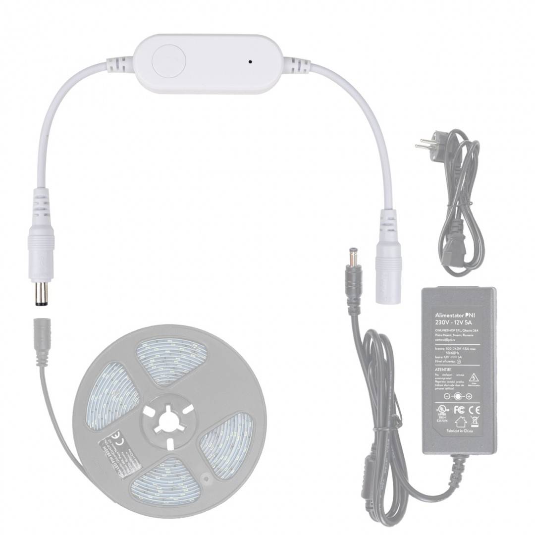 Dimmer inteligent PNI LD120 cu WiFi, control prin aplicatia Tuya Smart, alimentare 5V/12V/24V DC, maxim 72W