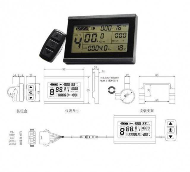 Display + controller bicicleta electrica KT LCD3 (36V - 48V / 500W)