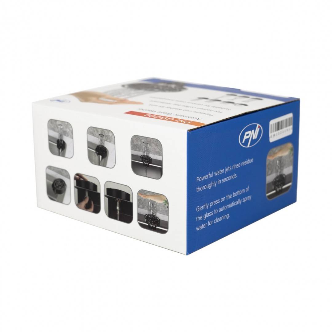 Dispozitiv spalare pahare PNI GW200 pentru bar, restaurant, bucatarie, clatire si spalare rapida, jet cu presiune, racord flexibil inclus, plastic