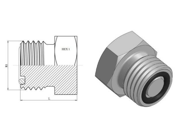Dop ORFS FE, cap hexagonal