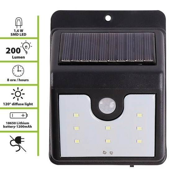 DORY: Lampa solara de perete, 200 lumeni, cu senzor de miscare