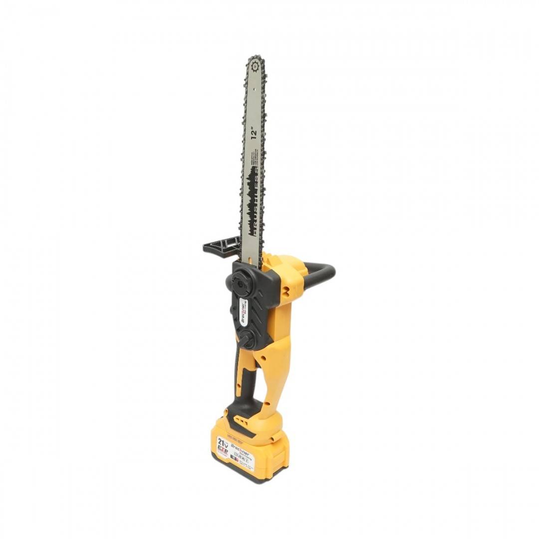 Drujba electrica profesionala 1060W cu 2 acumulatori 21V, 6Ah Li-ion, motor brushless, lama 12 inch (300mm) Breckner Germany