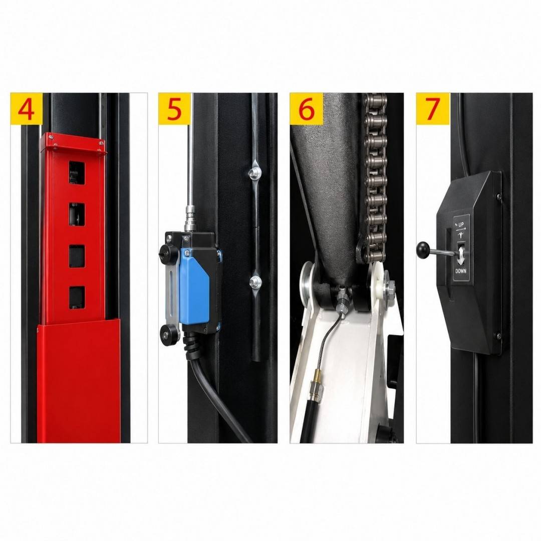 Elevator auto cu 2 coloane 220V, 2.2kW, capacitate ridicare 5000kg, actionare mecanica, inaltime ridicare 1800mm
