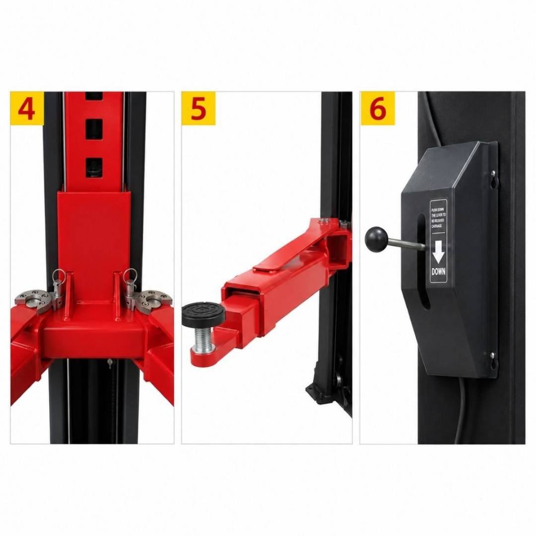 Elevator auto cu 2 coloane 380V, 2.2kW, capacitate ridicare 3500kg, actionare mecanica, inaltime ridicare 1900mm