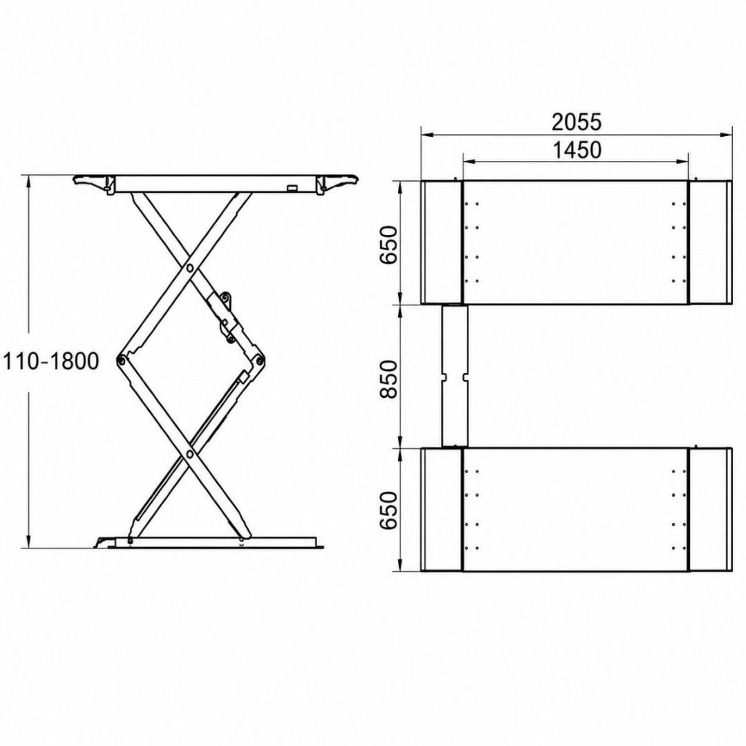 Elevator auto tip foarfeca 220V, 2.2kW, capacitate ridicare 3500kg, deblocare pneumatica, inaltime ridicare 110-1800mm