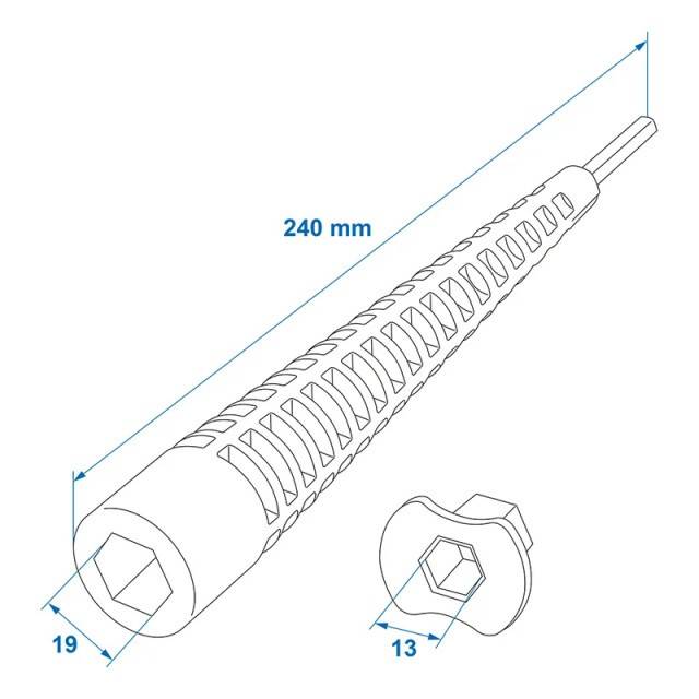 Extensie tubulara lungime 240mm 19mm+13mm