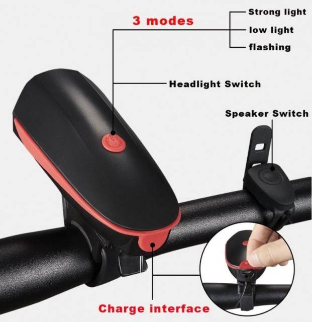 Far bicicleta cu sonerie incorporata