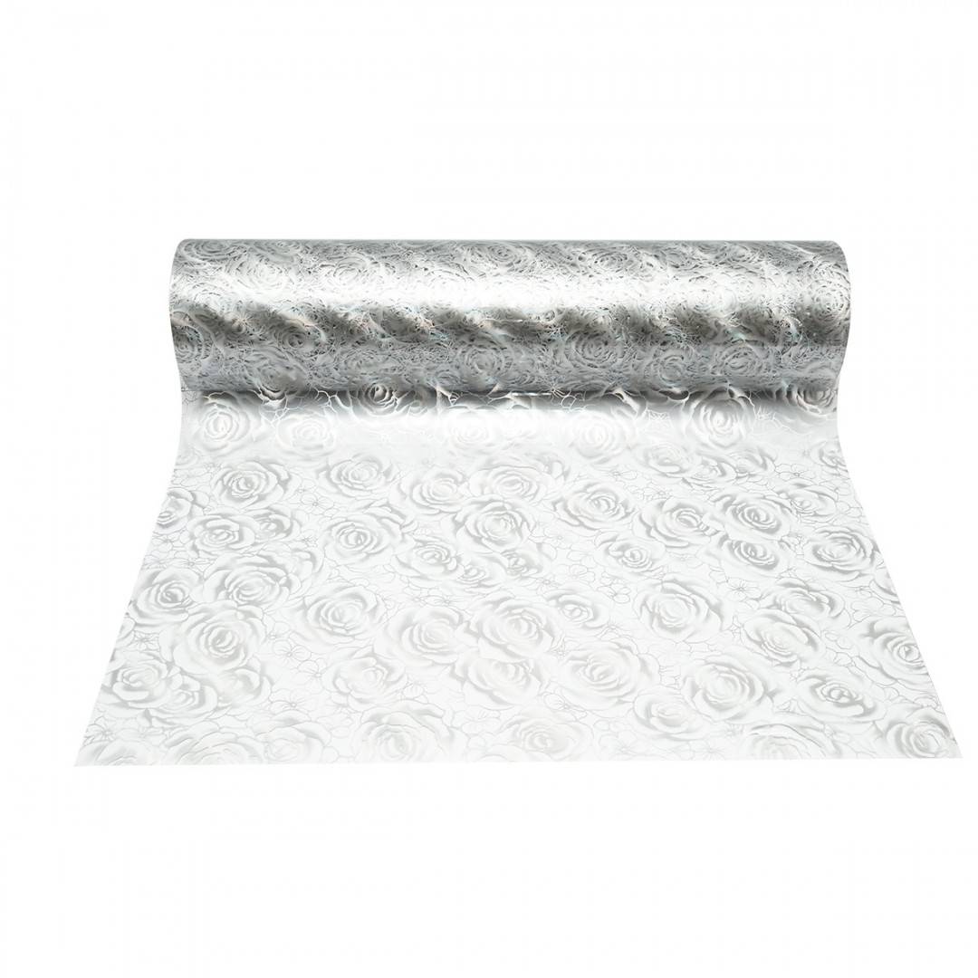 Folie protectie masa transparenta PVC siliconizat 100cm, grosime 1.2mm, model trandafiri 20m/rola Breckner Germany