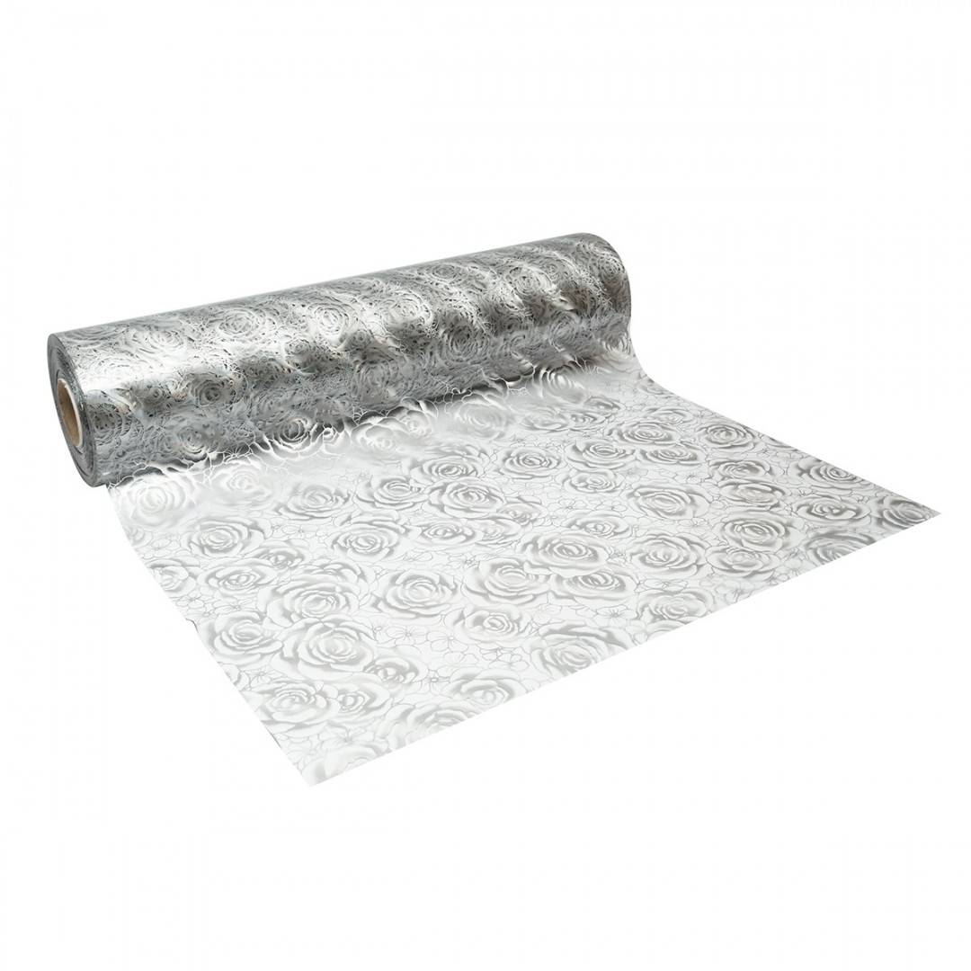 Folie protectie masa transparenta PVC siliconizat 100cm, grosime 1.2mm, model trandafiri 20m/rola Breckner Germany