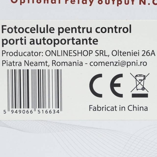 Fotocelule PNI CEL130, 1.92KHz, 12-24V, pentru porti autoportante, IP55, negru, 2 bucati