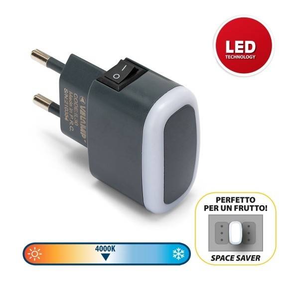 FROOT: Veioza LED de noapte cu intrerupator ON/OFF. Antracit