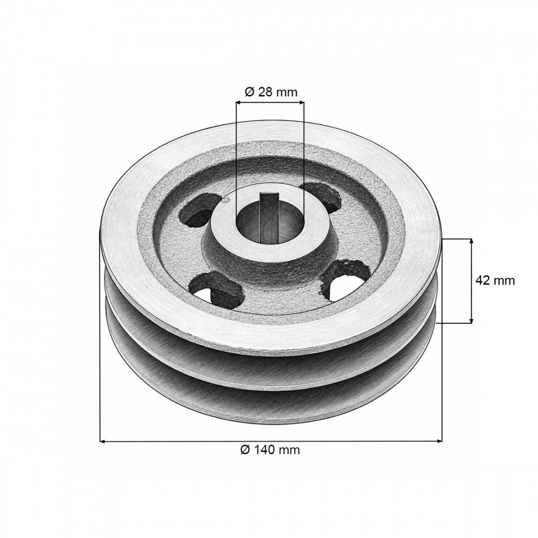 Fulie transmisie mica 140mm pentru cositoare laterala cu grebla 9GBL