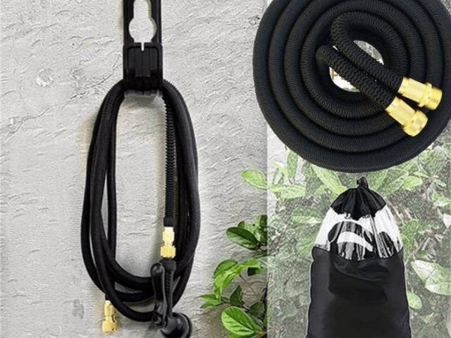 Furtun de grădină, extensibil, 5-15 m, cu pistol
