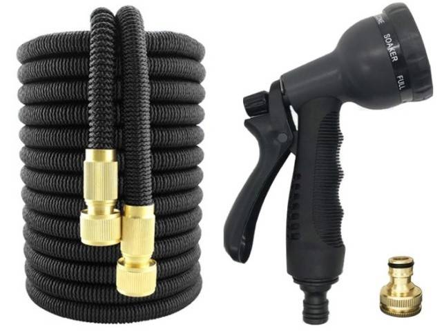 Furtun de grădină, extensibil, 5-15 m, cu pistol