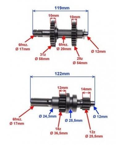 Grup pinioane cutie de viteze ATV 110cc (1+1) fara selector