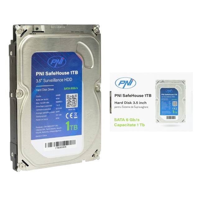 Hard Disk intern PNI SafeHouse 1TB, 3.5'' HDD, CCTV, 64MB, SATA III, 7200 RPM pentru sisteme de supraveghere