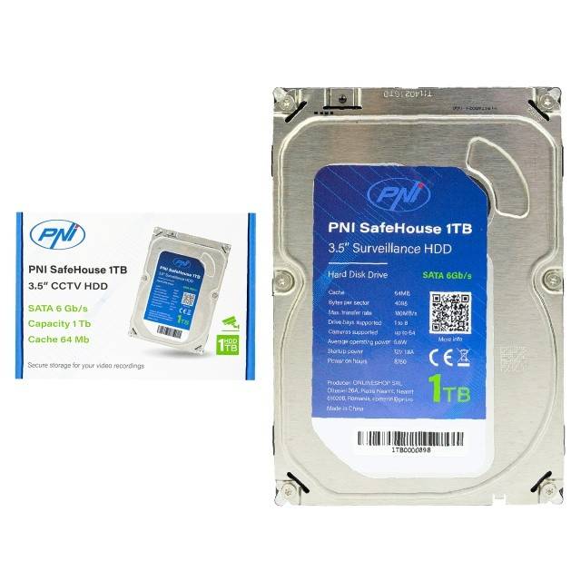 Hard Disk intern PNI SafeHouse 1TB, 3.5'' HDD, CCTV, 64MB, SATA III, 7200 RPM pentru sisteme de supraveghere