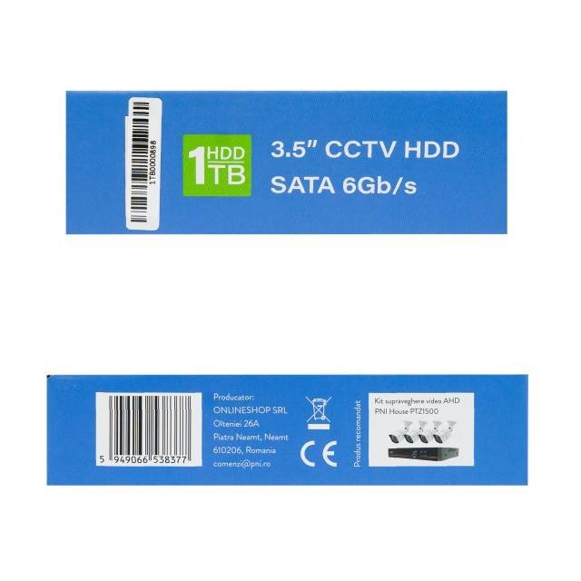 Hard Disk intern PNI SafeHouse 1TB, 3.5'' HDD, CCTV, 64MB, SATA III, 7200 RPM pentru sisteme de supraveghere