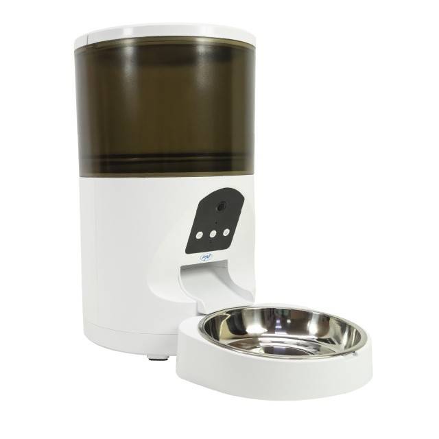 Hranitoare inteligenta pentru caini si pisici PNI MyPet PT036 cu camera 3MP incorporata, capacitate rezervor hrana 6 litri, control din Tuya Smart,