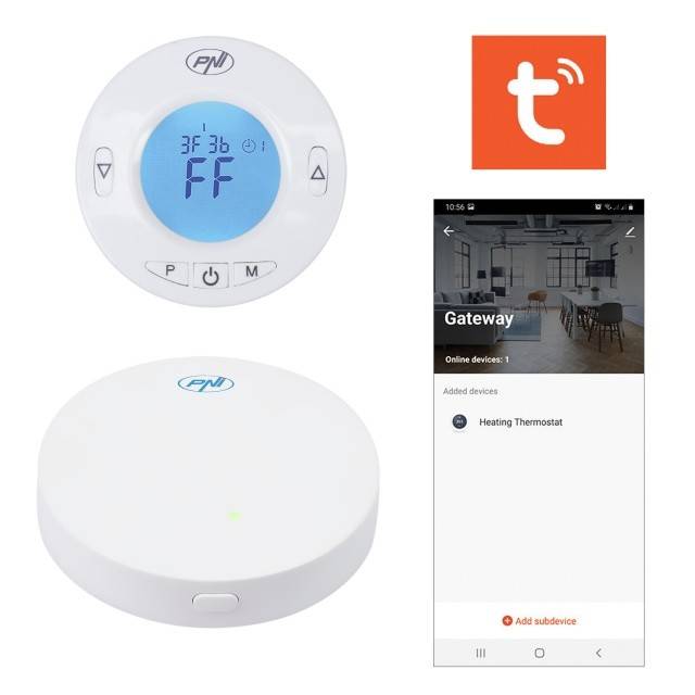 Hub Internet PNI CT25WIFI pentru Cap termostatic PNI CT25T, pentru control temperatura calorifere din aplicatie mobil Tuya Smart, integrare in
